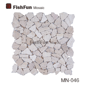 Beige Travertine Mosaic, Beige Mosaic, Random Size, Matt Surface, Garden & Balcony Travertine Mosaic, Kitchen Mosaic