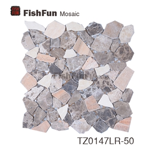 Emperador Marble Mosaic, Brown Marble Mosaic, Random Size, Matt Surface, Garden & Balcony Marble Mosaic, Kitchen Marble Mosaic