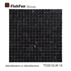 Marble Mosaic 15*15*8, Marble Mosaic 15*15*4, Black Marquina Marble Mosaic, Black Marble Mosaic, Polished Surface, Garden & Balcony Marble Mosaic, Kitchen Marble Mosaic, Elevator Mosaic