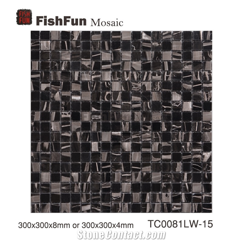 Marble Mosaic 15*15*8, Marble Mosaic 15*15*4, Silver Dragon Marble Mosaic, Black Marble Mosaic, Polished Surface, Garden & Balcony Marble Mosaic, Kitchen Marble Mosaic, Elevator Mosaic