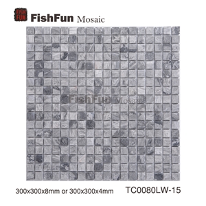 Marble Mosaic Tile 15*15*8, Marble Mosaic Tile 15*15*4, Wave Grey Marble Mosaic Tile, Grey Marble Mosaic Tile, Polished Surface, Garden & Balcony Marble Mosaic, Kitchen Marble Mosaic, Elevator Mosaic