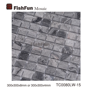 Marble Mosaic Tile 15*15*8, Marble Mosaic Tile 15*15*4, Wave Grey Marble Mosaic Tile, Grey Marble Mosaic Tile, Polished Surface, Garden & Balcony Marble Mosaic, Kitchen Marble Mosaic, Elevator Mosaic