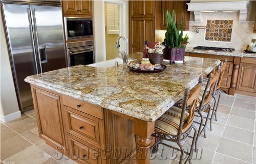 Desert Gold Granite Slabs & Tiles, India Brown Granite