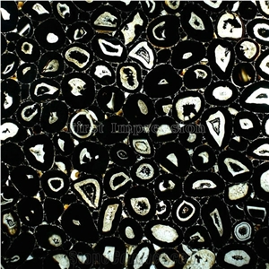 Best Price Black Agate Semiprecious Stone Big Slabs & Tiles & Gangsaw Slab & Strips & Customized & Wall/Floor Covering Tiles/Black Semi Precious Stone Panels/Black Stone Flooring/Interior Decoration