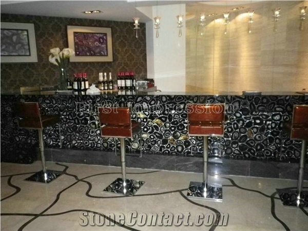 Best Price Black Agate Semiprecious Stone Big Slabs & Tiles & Gangsaw Slab & Strips & Customized & Wall/Floor Covering Tiles/Black Semi Precious Stone Panels/Black Stone Flooring/Interior Decoration