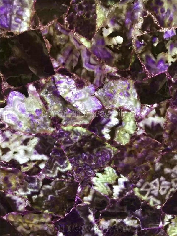 Hot Sale Purple Crystal Semiprecious Stone Big Slabs/Luxury Lilac Semi-Precious Stone Slab&Tile&Customized/New Semi Precious Stone Slab for Wall Cladding&Flooring/Semi-Precious Stone Room Decoration