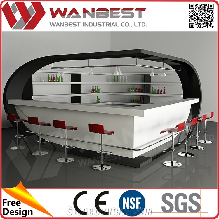 Bar Counter Furniture Acrylic Solid Surface Stone Modern Design Round Salad Bar