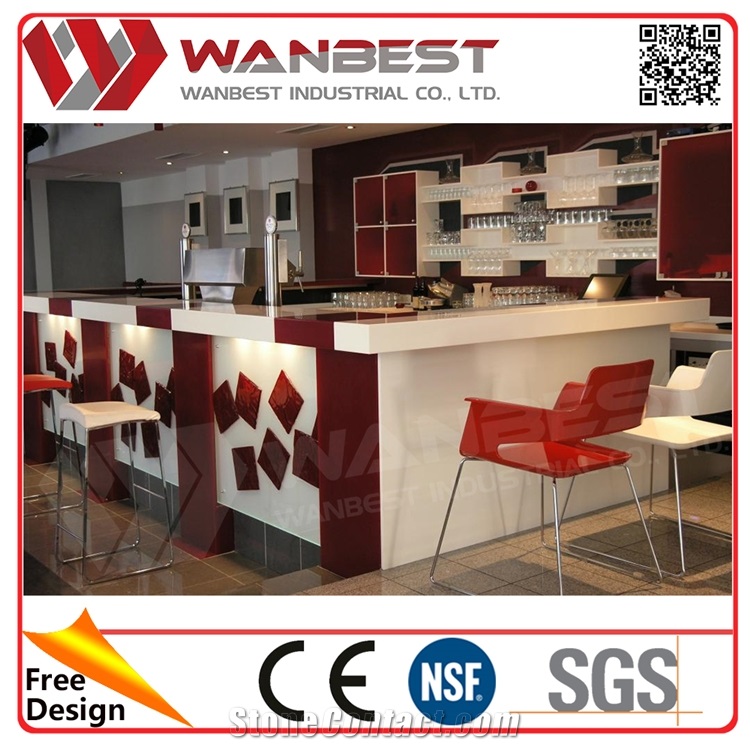 Bar Counter Lighting Solid Surface Table Tops Bar Furniture for Sale