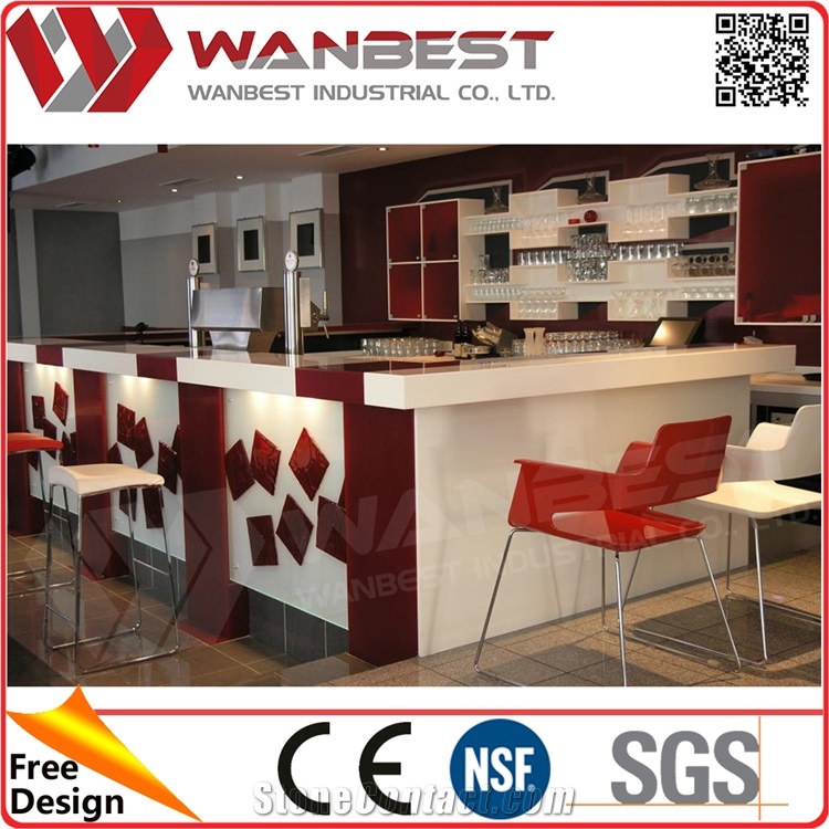 Bar Counter Lighting Solid Surface Table Tops Bar Furniture for Sale