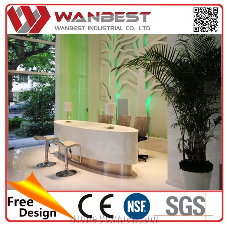 Beauty Popular Salon Reception Counter Composite Acrylic Solid Surface Desk