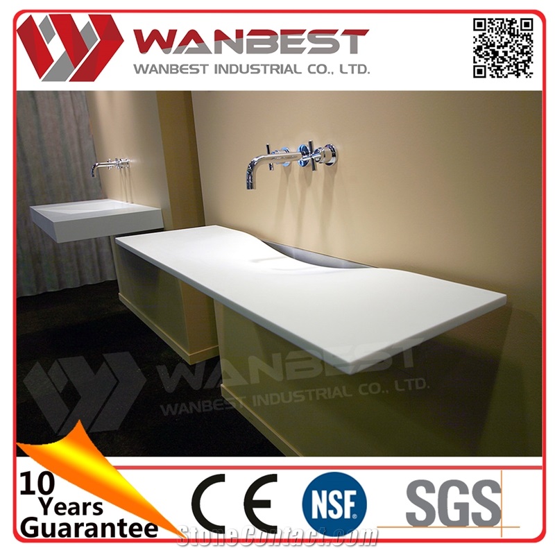 Commercial Bathroom Vanities Manmade Stone Sink Solid Surface Sink