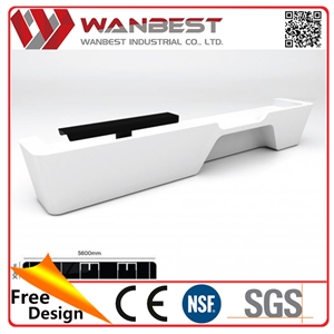 Customized Artificial Marble Size Lobby Reception Desk Solid Surface White Front Office Desk
