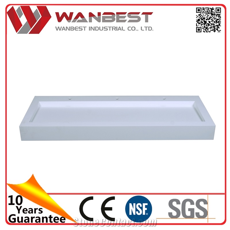 Customized White Solid Surface Bathroom Basin Artificial Stone Wash Sink
