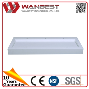 Customized White Solid Surface Bathroom Basin Artificial Stone Wash Sink