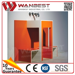 Fancy Colored Solid Surface Bathroom Sink with Stand