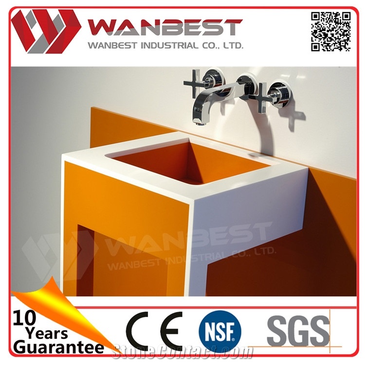 Fancy Colored Solid Surface Bathroom Sink with Stand