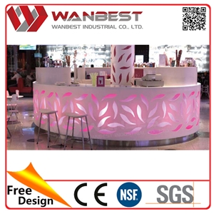 High End Reception Desk Pink Color Round Reception Desk