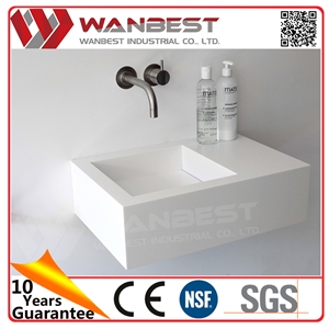 High Gloss White Basins Manmade Stone Basin Bathroom Furniture Spain