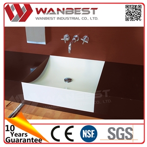 High Gloss White Basins Manmade Stone Basin Bathroom Furniture Spain