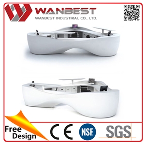 High Quality Long 5 Meters Solid Surface Reception Desk Artificial Marble Front Desk Office Furniture