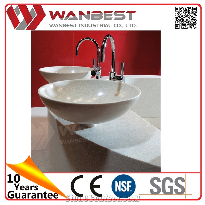 Hotel Bathroom Luxury Round Artificial Stone Wash Basin and Sink