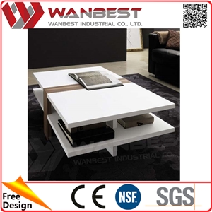 Hotel Fancy Artificial Marble Coffee Table Solid Surface Living Room Coffee Table with Wood Decoration Hotel Fancy Artificial Marble Coffee Table Solid Surface Living Room Coffee Table with Wood Decoration