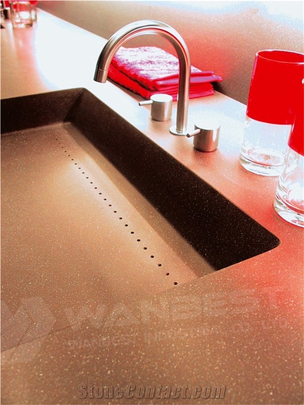 Hotel/Home Artificial Granite Bathroom Sink Acrylic Solid Surface Bathroom Sinks