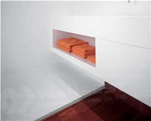 Hotel/Home Luxury White Solid Surface Bathroom Sink with Towels Cabinets