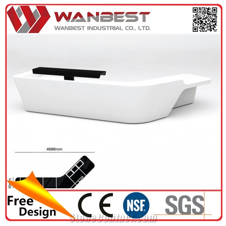 L Shape High Gloss Solid Surface Reception Desk Beauty Salon Hotel Artificial Marble Reception Desk