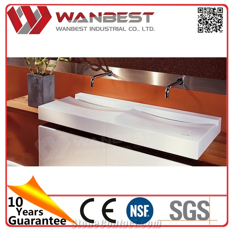 Latest Modern Artificial Marble Decorative Bathroom Sink Drain Covers Double Solid Surface Bathroom Sinks