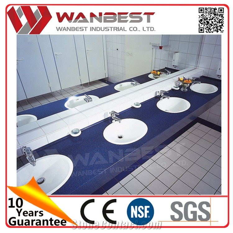 Luxury Artificial Stone Bathroom Countertop Sink Hand Wash Basin with Mirrors