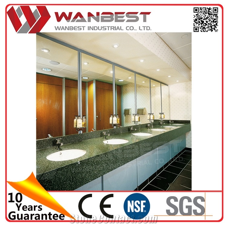 Luxury White Bathroom Sink with Mirrors Artificial Marble Granite Bathroom Sink with Cabinets