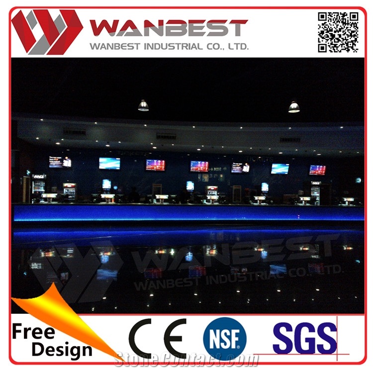 Modern Acrylic Lighted Solid Surface Reception Desk Artificial Stone Service Cash Counter