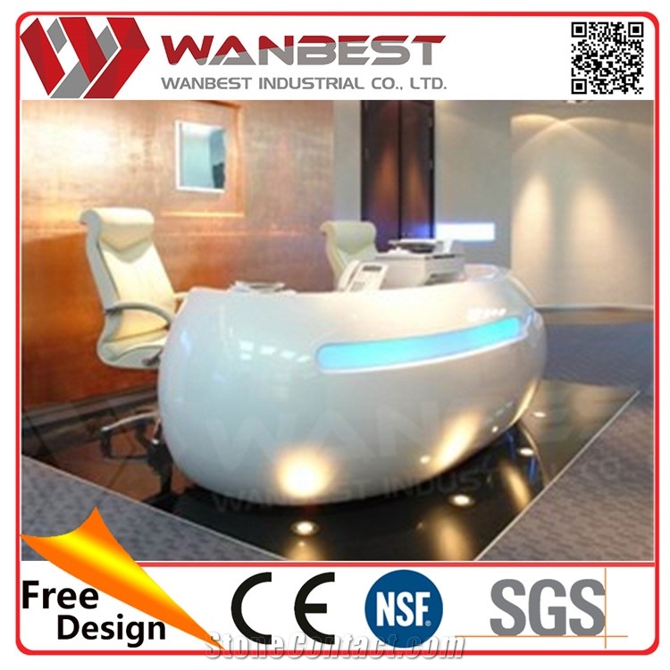 Modern Appearance Luxury Acrylic Reception Desk Manmade Stone Tabletops