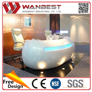 Modern Appearance Luxury Acrylic Reception Desk Manmade Stone Tabletops