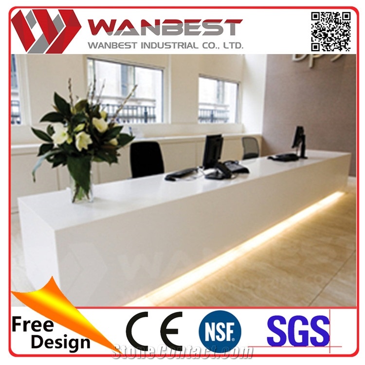 Modern Appearance Luxury Acrylic Reception Desk Manmade Stone Tabletops