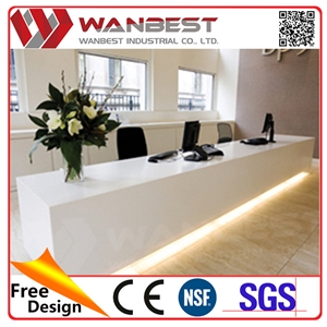 Modern Appearance Luxury Acrylic Reception Desk Manmade Stone Tabletops