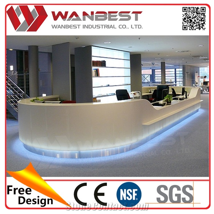 Modern Appearance Luxury Acrylic Reception Desk Manmade Stone Tabletops