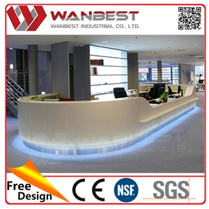 Modern Appearance Luxury Acrylic Reception Desk Manmade Stone Tabletops