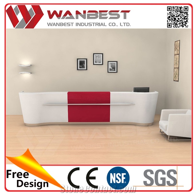 Modern Appearance Luxury Acrylic Reception Desk Manmade Stone Tabletops