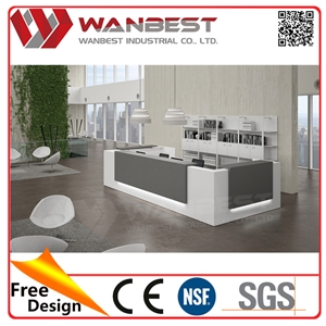 Modern Appearance Luxury Acrylic Reception Desk Manmade Stone Tabletops