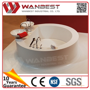 New Products on China Market Slim Bathroom Vanity High Gloss White Solid Surface Basin