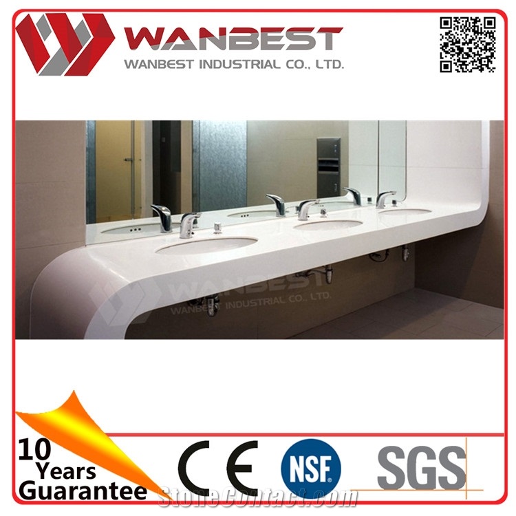 Unique Artificial Stone Oval Bathroom Sink White Solid Surface Public Toilet Bathroom Countertops