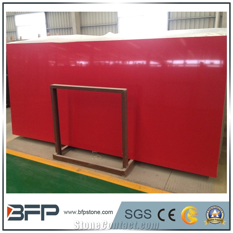 Artificial Red Quartz Stone Tiles,Red Glass Mirror Stone Wall Tiles,China Red Quartz Slabs