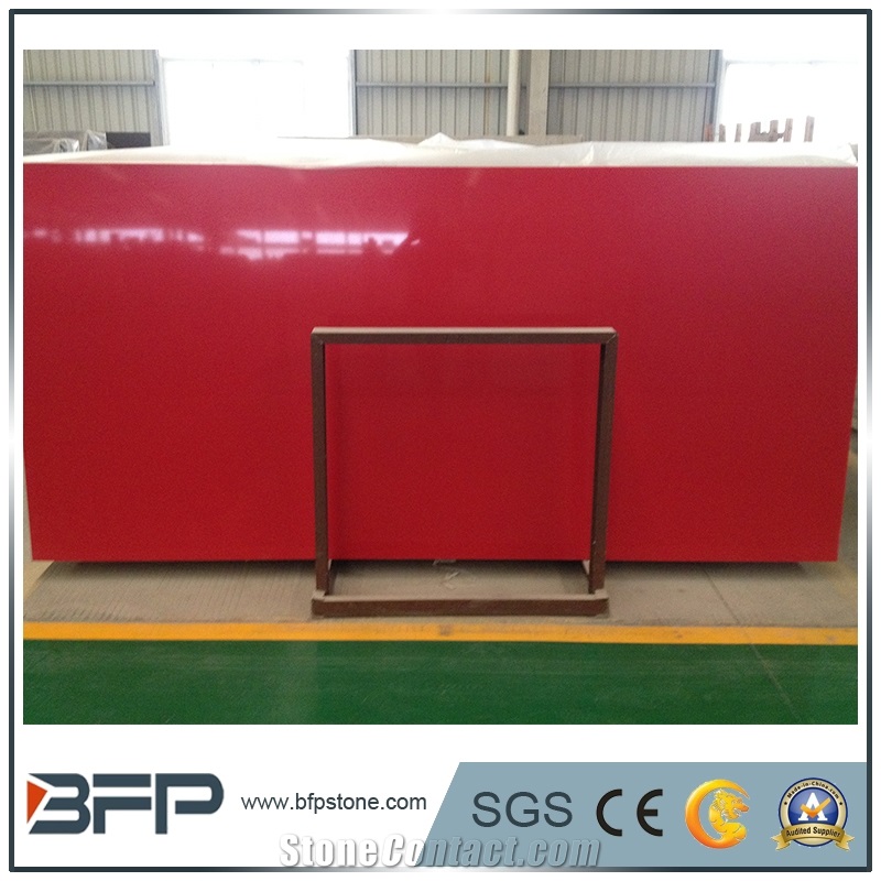 Artificial Red Quartz Stone Tiles,Red Glass Mirror Stone Wall Tiles,China Red Quartz Slabs