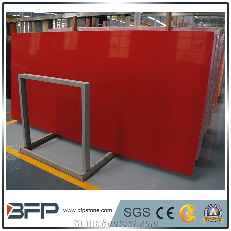 Artificial Red Quartz Stone Tiles,Red Glass Mirror Stone Wall Tiles,China Red Quartz Slabs