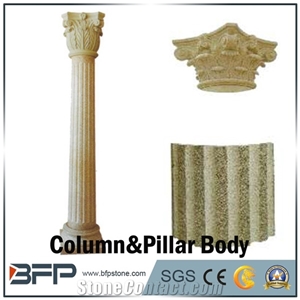 Beige Marble Column, Yellow Marble Pillar, Column Body Design Idea for Building Material