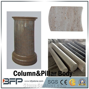 Beige Marble Column, Yellow Marble Pillar, Column Body Design Idea for Building Material