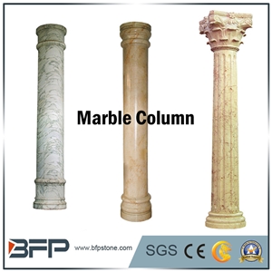 Beigemarble Column, Yellow Marble Pillar. Roman Style for Interior and Exterior Building