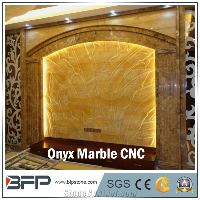 Cnc Onyx Marble Panel, Onyx Wall Tile for High End Background Wall in Hotel and Looby